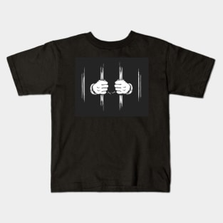 Hands in Cuffs Holding Prison Bars Kids T-Shirt